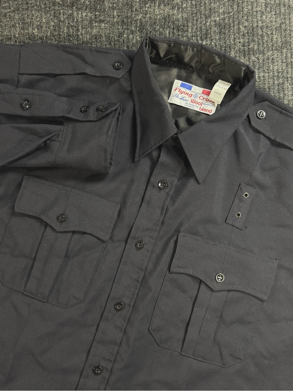 Vintage Flying Cross DeLuxe Navy Police Uniform LongSleeve Made in USA 17 ½ x 33